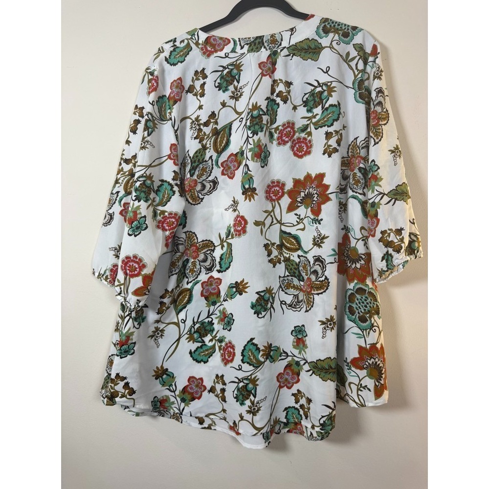 BloomChic Plus Size 18-20 Floral Peplum Blouse 3/4 Sleeve Multicolor withPockets - Picture 2 of 12